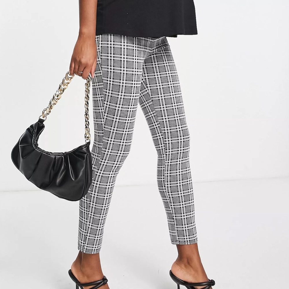 ASOS maternity skinny pants in mono plaid | size US 8